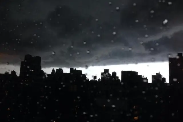 Darkened skies over the Upper West Side during a heavy rain storm in 2014.